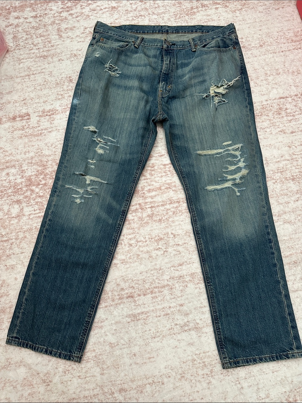 Levis 541 Distressed Blue Denim Jeans Mens